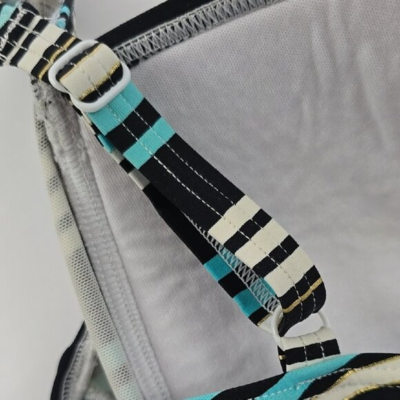 Bond-Eye Australia Women's Teal Black Striped Tankini Swim Top Padded Cups Sz 8 - Picture 7 of 16